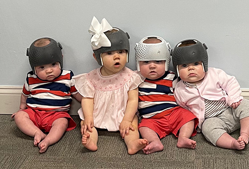 Babies wearing helmets